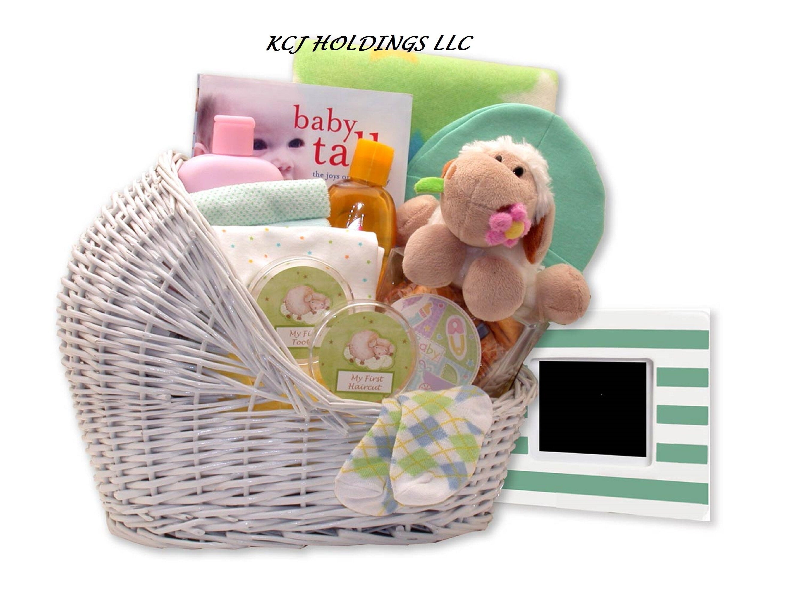 Gray 5-Piece Baby Gift Basket for Baby Shower/Newborn Welcome Home